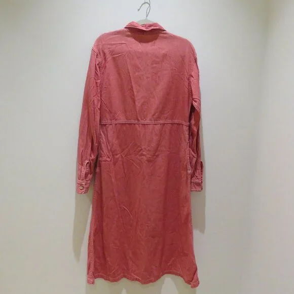 45RPM STUDIO 45R Vintage Washed Red Denim Maxi Dress Minimalist Made in Japan - Picture 12 of 15